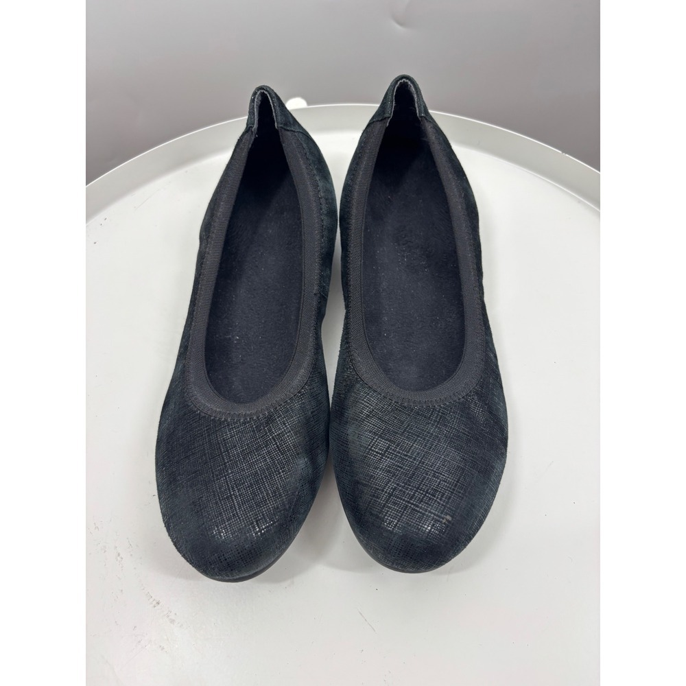 Munro American Black Metallic Textured Ballet Flats 8 M Slip On Shoes